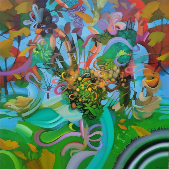 Paul Kerr, Entanglement, Acrylic On Canvas, 107 x 107cm